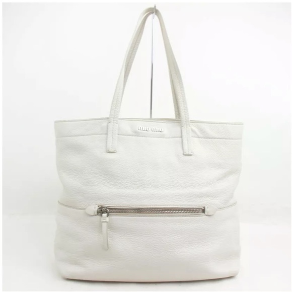 MIU MIU leather tote off-white large Spring/Summer very good condition #H103 - Picture 3 of 10
